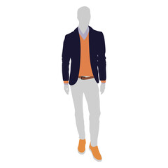 Male model silhouette on a white background. Fashion model wearing stylish dresses and standing silhouette bundles. Men actor with anonymous face.