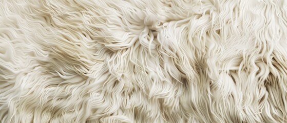 Panoramic close-up, high detail scan of alpaca fur material, Generative AI