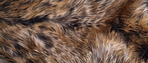 Naklejka premium Panoramic close-up, high detail scan of beaver fur material, Generative AI