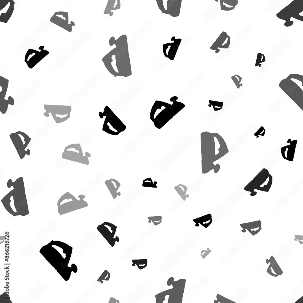 Wall mural Seamless vector pattern with electric plane symbols, creating a creative monochrome background with rotated elements. Illustration on transparent background