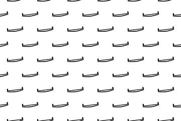Seamless pattern completely filled with outlines of two-handed saws. Elements are evenly spaced. Vector illustration on white background