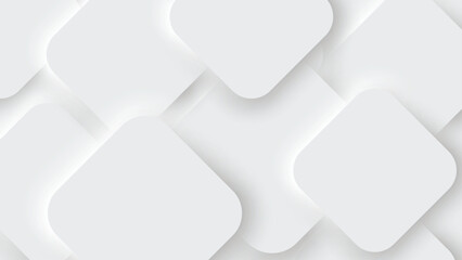 3D Cubic and Square Shapes in Neumorphic and Neomorphic White Minimalist Abstract Background and Banner