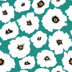 Materiał do szycia Seamless pattern with bold flowers. Creative floral texture for fabric, apparel, digital papers. Vector illustration