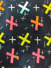 Obraz premium Abstract geometric pattern with bright colors on a dark background.