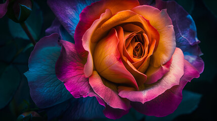 multicolored rose isolated on white background,rainbow rose texture as very nice color background,Macro of rainbow rose heart and colored petals,Beautiful multicolored rose on a blank  background
