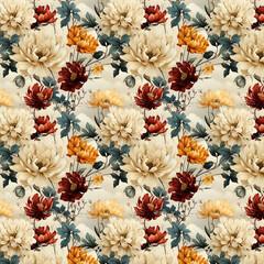 flowers in a vintage or retro style, inspired by old botanical illustrations. Created with generative AI