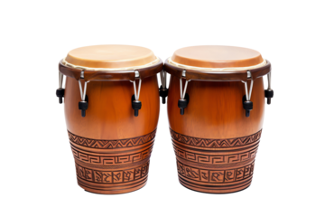 two wooden drums with a pattern on them
