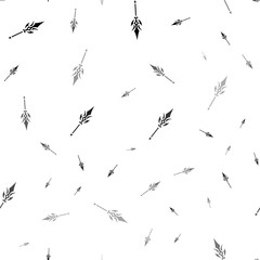 Seamless vector pattern with mystical Spear symbols, creating a creative monochrome background with rotated elements. Illustration on transparent background