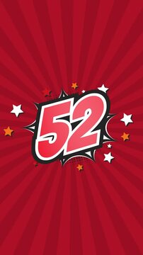 Animated Number 52 - Fifty-Two - 52nd fifty-second