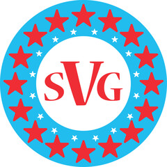 Star in circle shape, starry border frame. Vector illustration