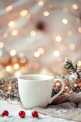 Autumn Ambience with Blank Takeaway Coffee Cup, Halloween Decorations, and Fall Leaves