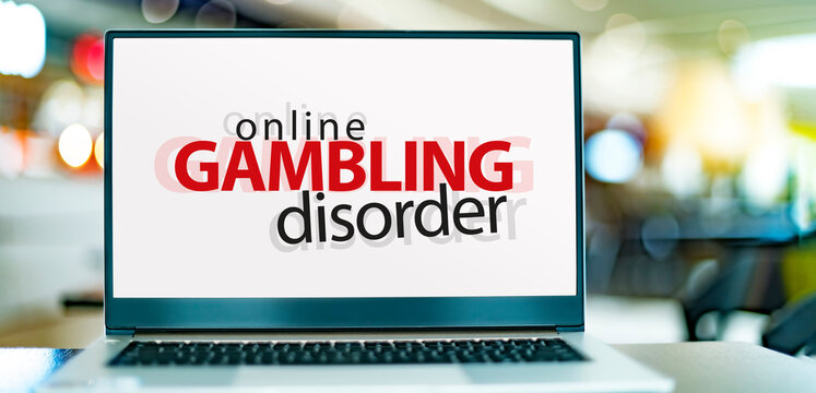 Computer displaying the sign of online gambling disorder