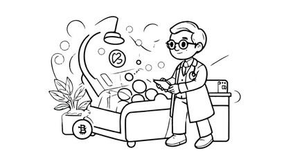 Crypto Doctor Operating with Cryptocurrency Concept