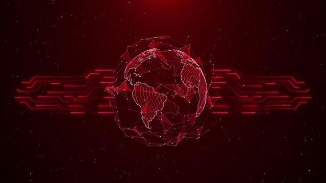 Red Alert Warning Message Attack on World map. Wire frame Radar Network World Map Cyber Attacks Global Internet Security. Virus Attack Warning Digital World. Concept Global Spread of Epidemic Infected