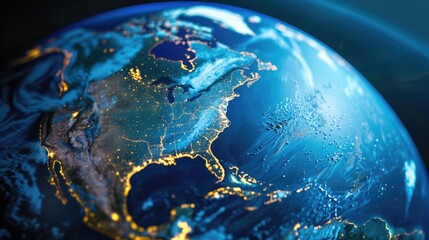 Abstract globe focusing on North America illustration