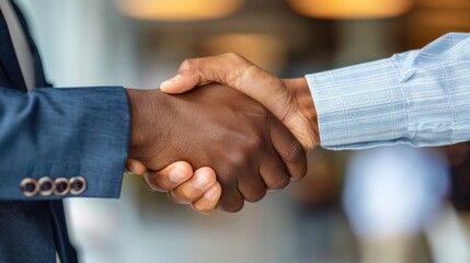 Job Promotion: Businessman Congratulates Employee on Achievement with Handshake