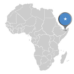 Map of the Somalia with other countries of the continent of Africa.Flag Somalia
