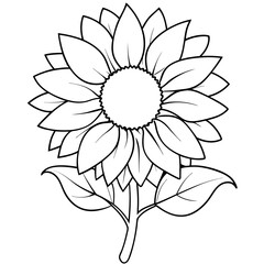 Children's coloring page of sunflower flowers
