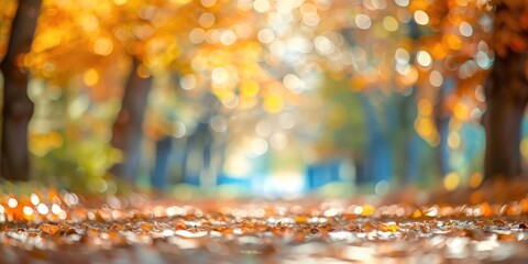 Park In Fall. Blurred Autumn Background with Abstract Trees and Seasonal Colors