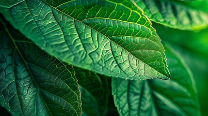 Green tropical plant close-up