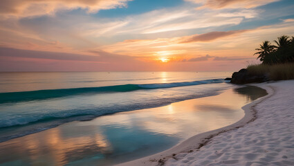 Obraz premium A stunning sunset over a serene beach
