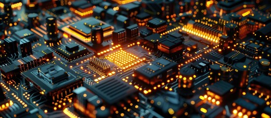 Obraz premium Computer chips with illuminated lights