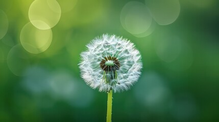 A close up of a dandelion flower with a green background