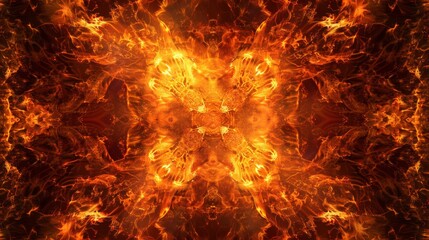 Fototapeta premium Fire flames creating a mesmerizing pattern with intense heat
