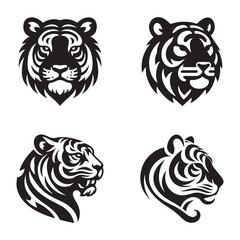 4 Tiger logo emblem template design Vector Design Element