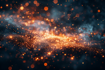 Fototapeta premium Abstract Glowing Orange and Blue Bokeh Lights with Faded Background