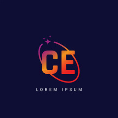 Letter CE EC with galaxy logo, and the star logo