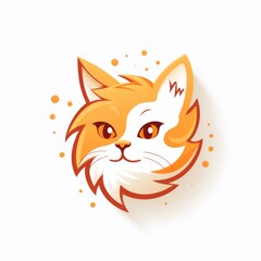 Obraz premium Cute Orange and White Cat Logo. Playful Cartoon Illustration for Pet Brand