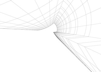 Abstract modern building. Architecture concept sketch. 