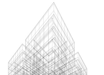 Abstract modern building. Architecture concept sketch. 