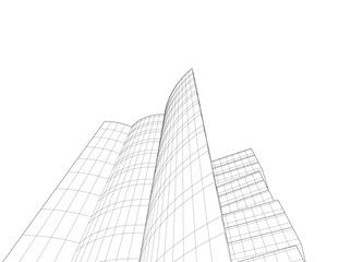 Fototapeta premium Abstract modern building. Architecture concept sketch. 