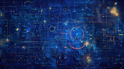 Futuristic Neon Blueprint Overlay Compositions   Glowing Digital Collage of Technical Elements and Abstract Generative Art