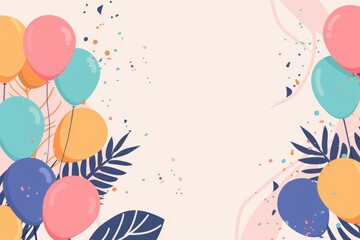 Cheerful Birthday Party Background with Colorful Balloons and Gifts