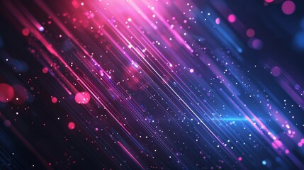 Obraz premium Abstract background with pink and blue neon light streaks and sparkle bokeh. Futuristic, modern, and technology design concept.