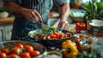 Obraz premium A diverse group of women who love to cook at home joins together over a bountiful buffet table filled with delicious, locally-sourced food to bond over their shared passion.