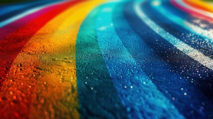 Vibrant Colorful Pathway with Sparkling Water Droplets. Generative ai.