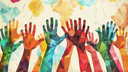 Humans raise their hands in solidarity