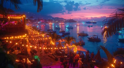 Fototapeta premium Night beach club party celebration