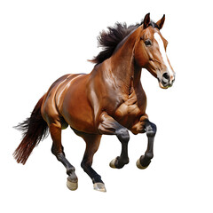 Fototapeta premium Horse isolated on white background, running in field, on transparent background. 