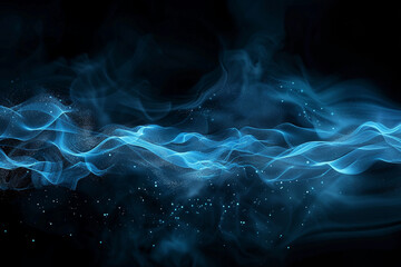 Abstract Blue Waveforms: A stunning image featuring abstract blue waveforms against a dark background, creating a sense of depth and motion. Perfect for use in technology, and science.