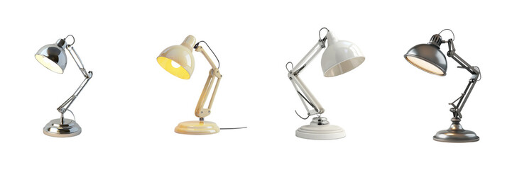 Set of desk lamp on transparent white background