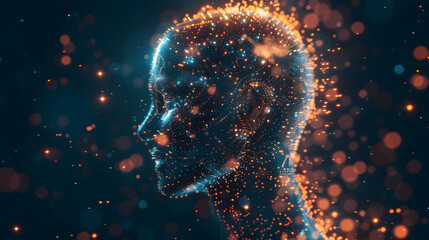 AI-enhanced human head with circuits artistic representation