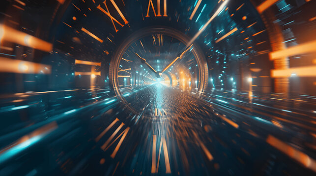 Time slipping away with clock hands abstract visualization