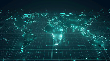 Digital map with luminescent borders futuristic art