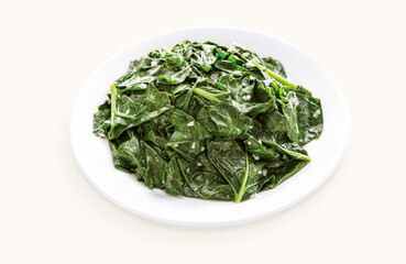 stir fried Kale water spinach leaves served in plate isolated on grey background side view of hong kong food