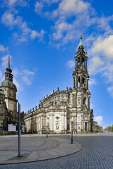 Obraz premium Dresden Cathedral or Cathedral of the Holy Trinity, Catholic Church of the Royal Court of Saxony, Dresden, Saxony, Germany